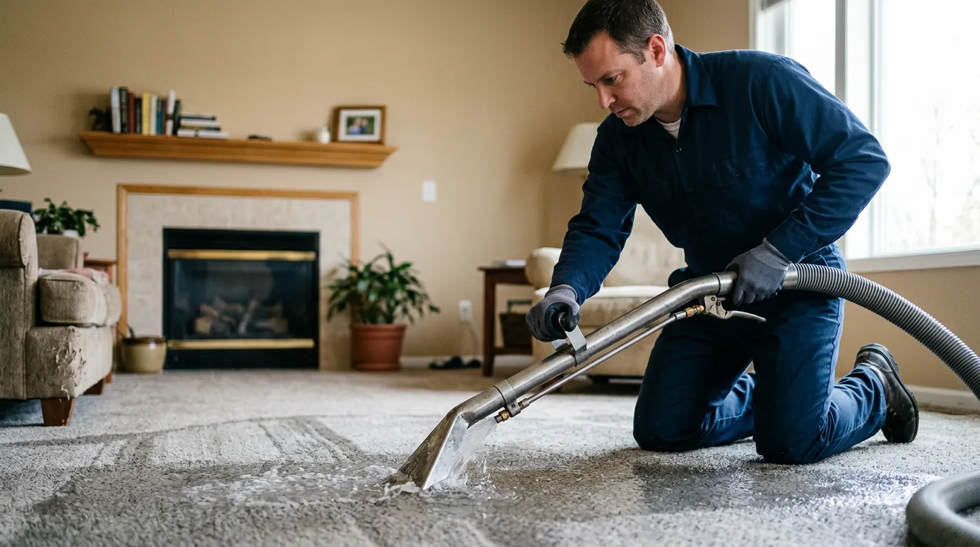 Water damage restoration technician working near Lonsdale, MN